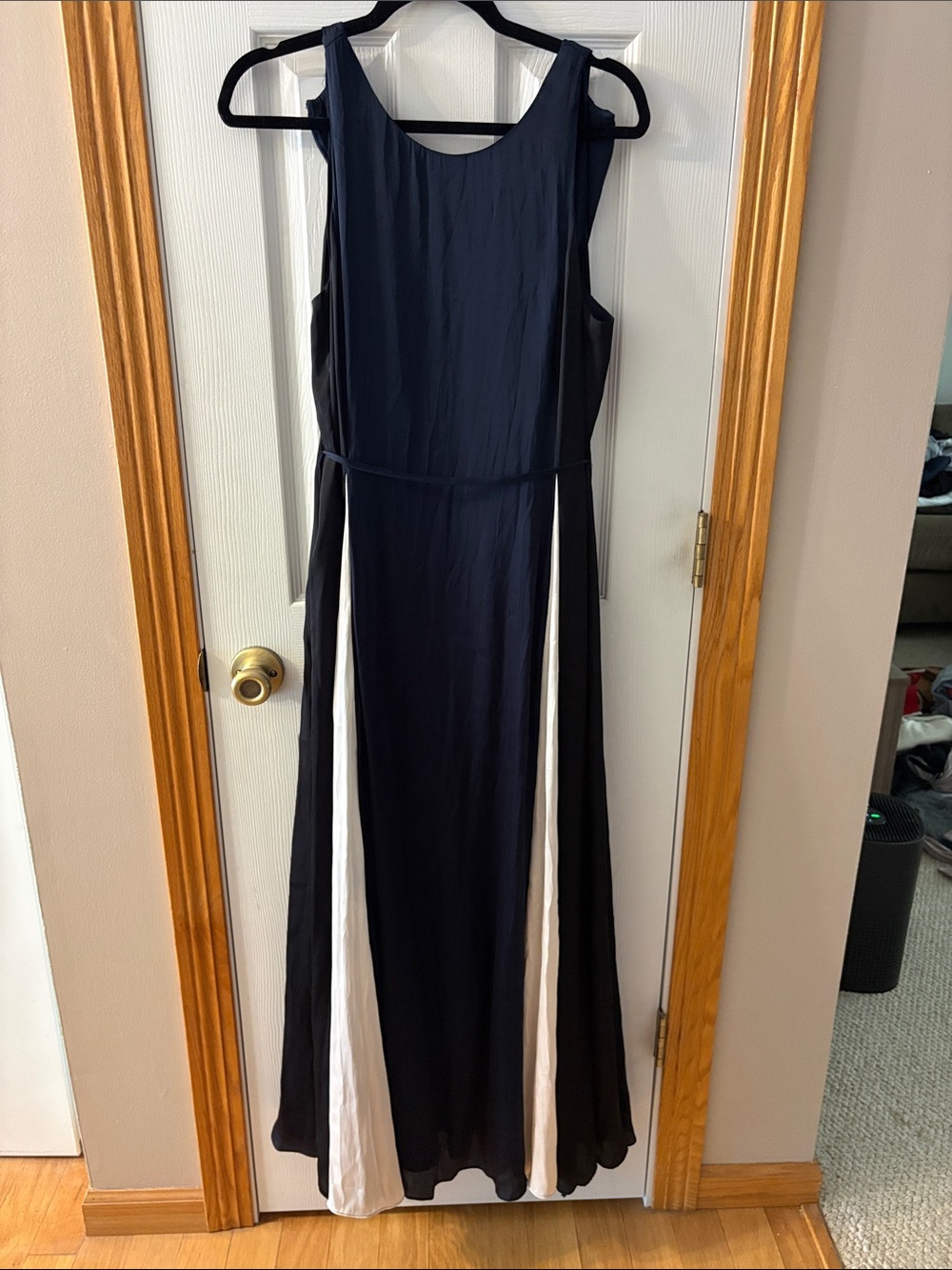 Banana Republic Navy and White Sleeveless Maxi Dress